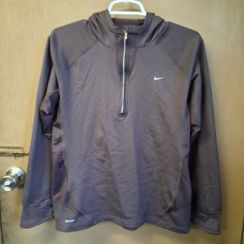 Nike Dri-fit Brown 1/4 zip pullover Large‎ Running Lightweight EUC